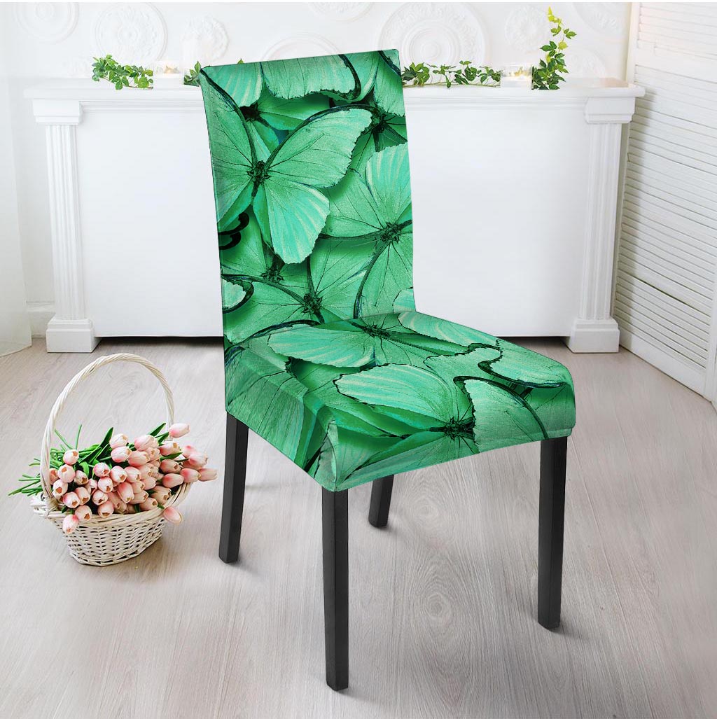 Mint Green Butterfly Print Chair Cover-grizzshop