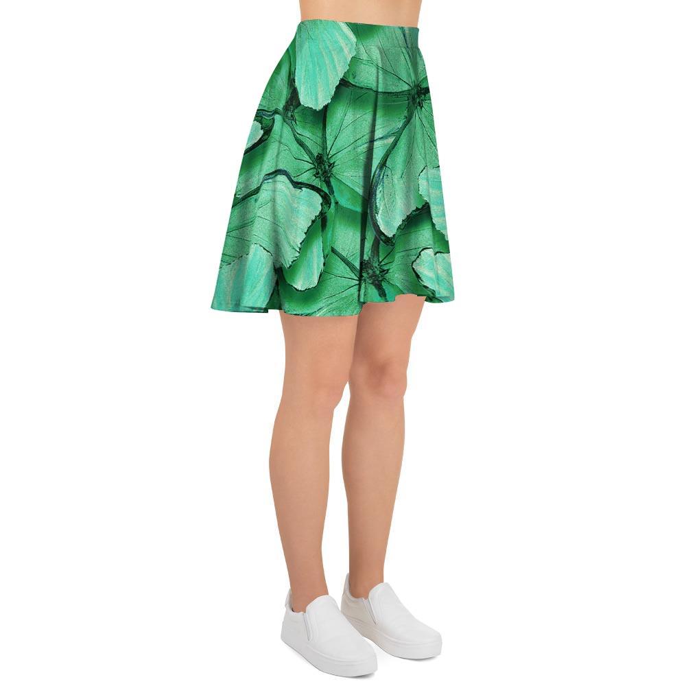 Mint Green Butterfly Print Women's Skirt-grizzshop
