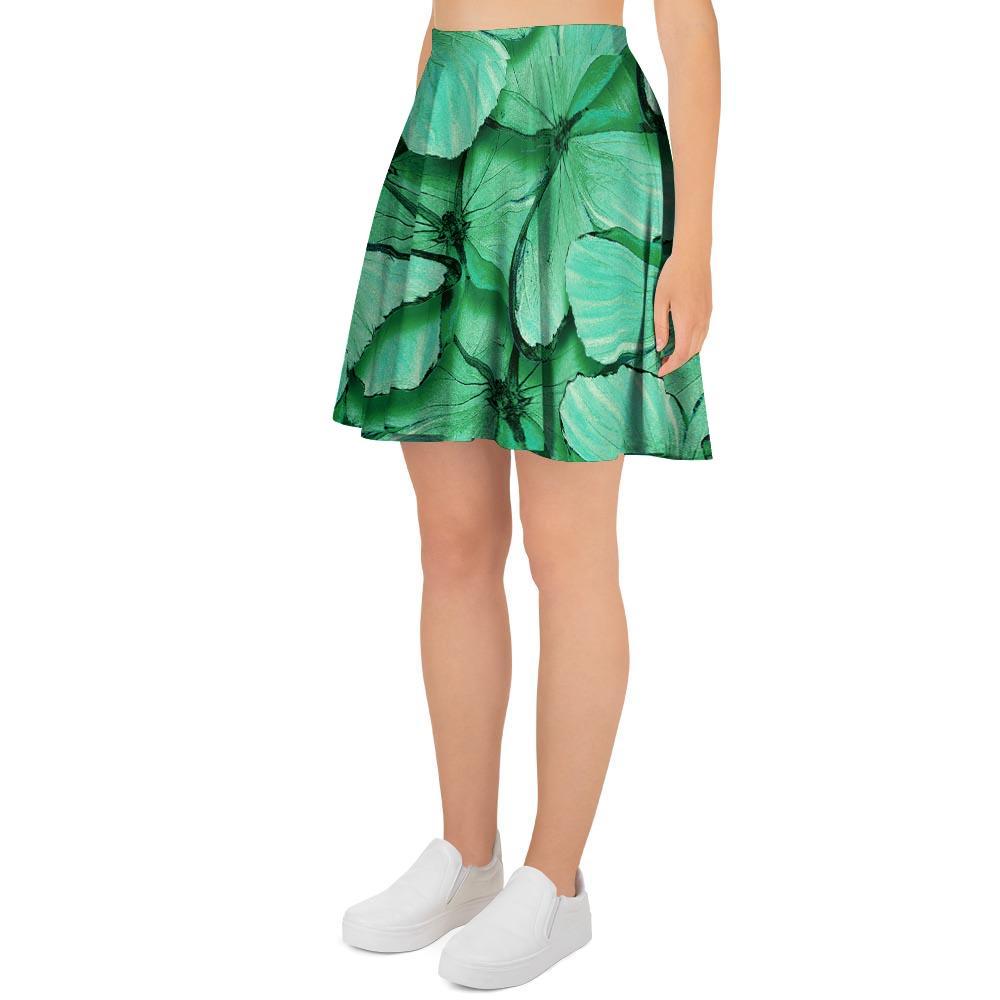 Mint Green Butterfly Print Women's Skirt-grizzshop