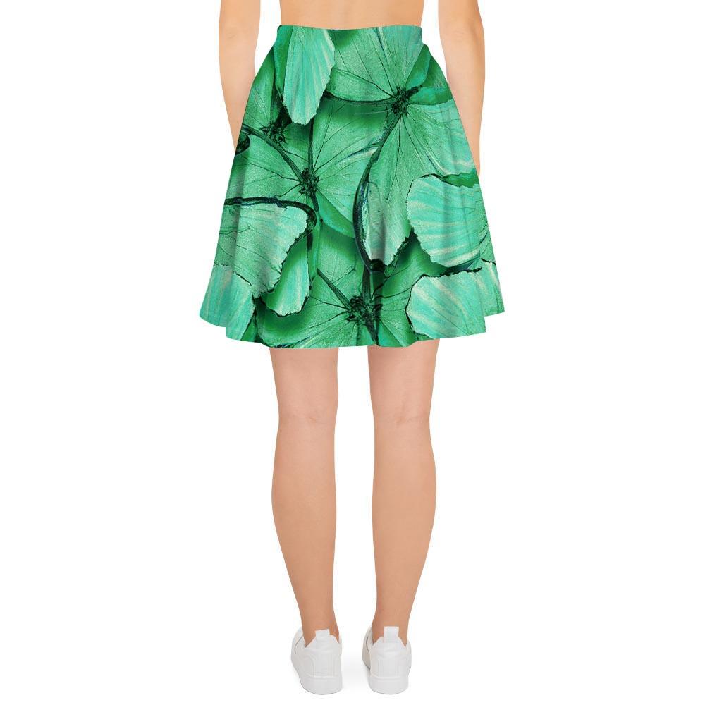 Mint Green Butterfly Print Women's Skirt-grizzshop