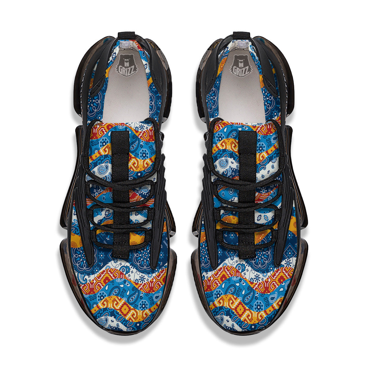 Mix Bandanna Kerchief Print Pattern Black Gym Shoes-grizzshop