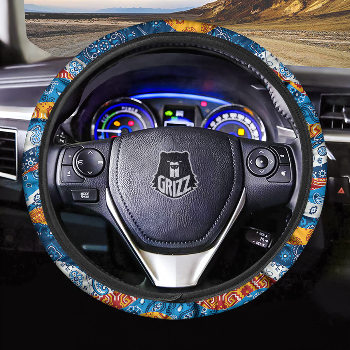 Mix Bandanna Kerchief Print Pattern Car Steering Wheel Cover-grizzshop