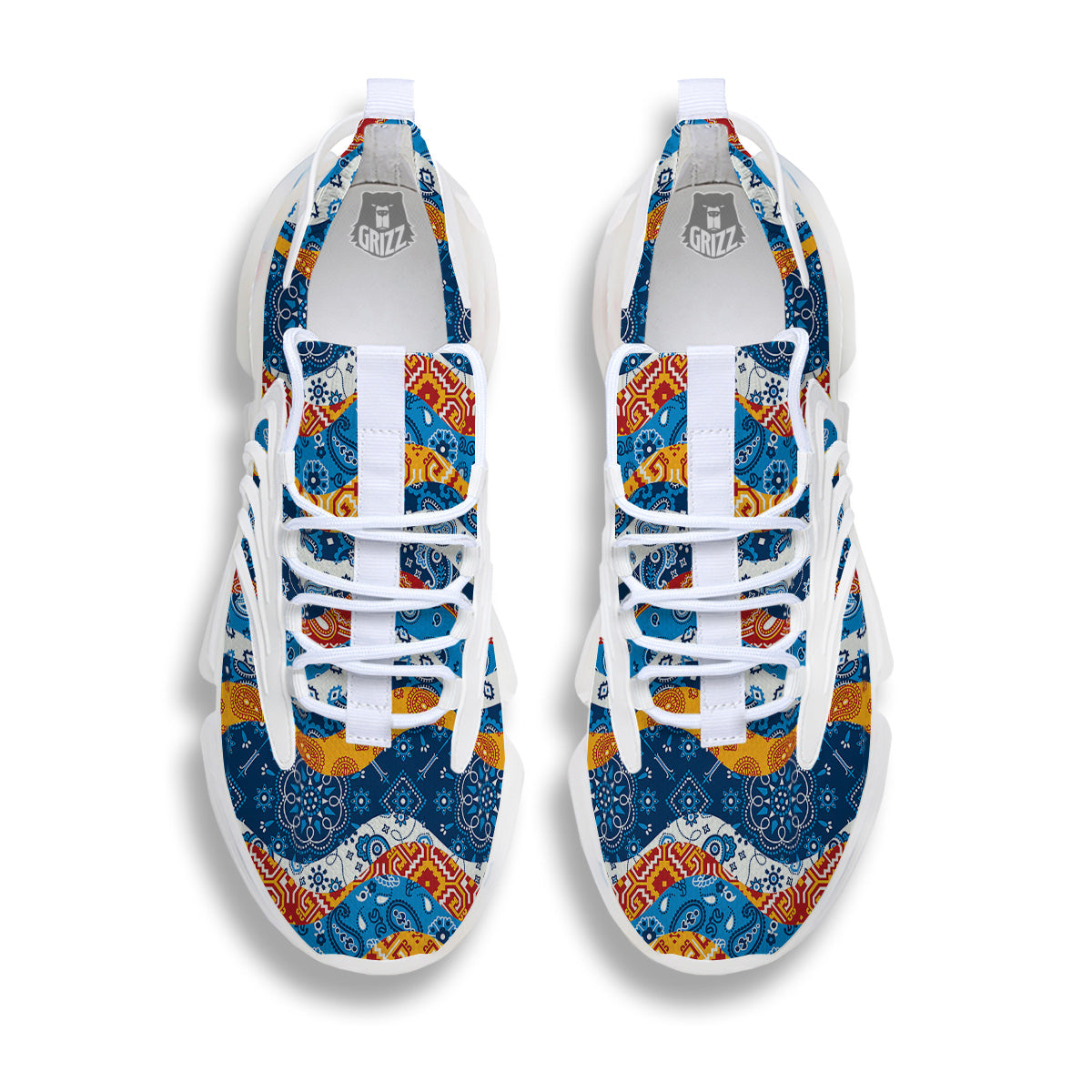 Mix Bandanna Kerchief Print Pattern White Gym Shoes-grizzshop