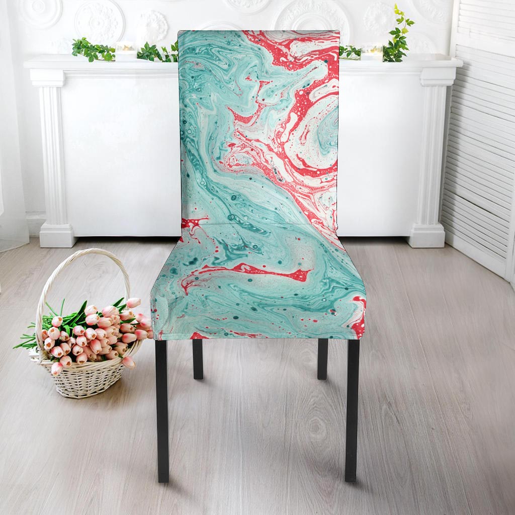 Mixed Red and Turquoise Marble Chair Cover-grizzshop