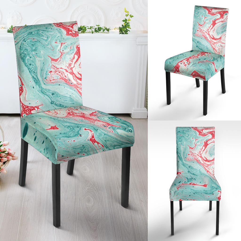 Mixed Red and Turquoise Marble Chair Cover-grizzshop