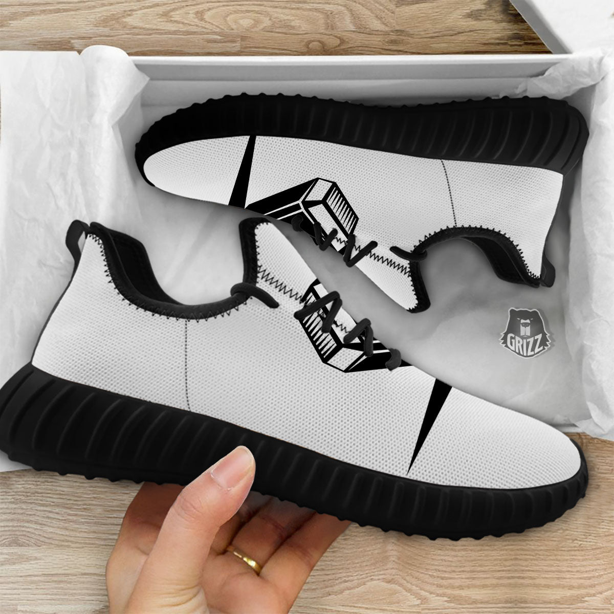 Mjolnir Hammer Of Thor Print Black Walking Shoes-grizzshop