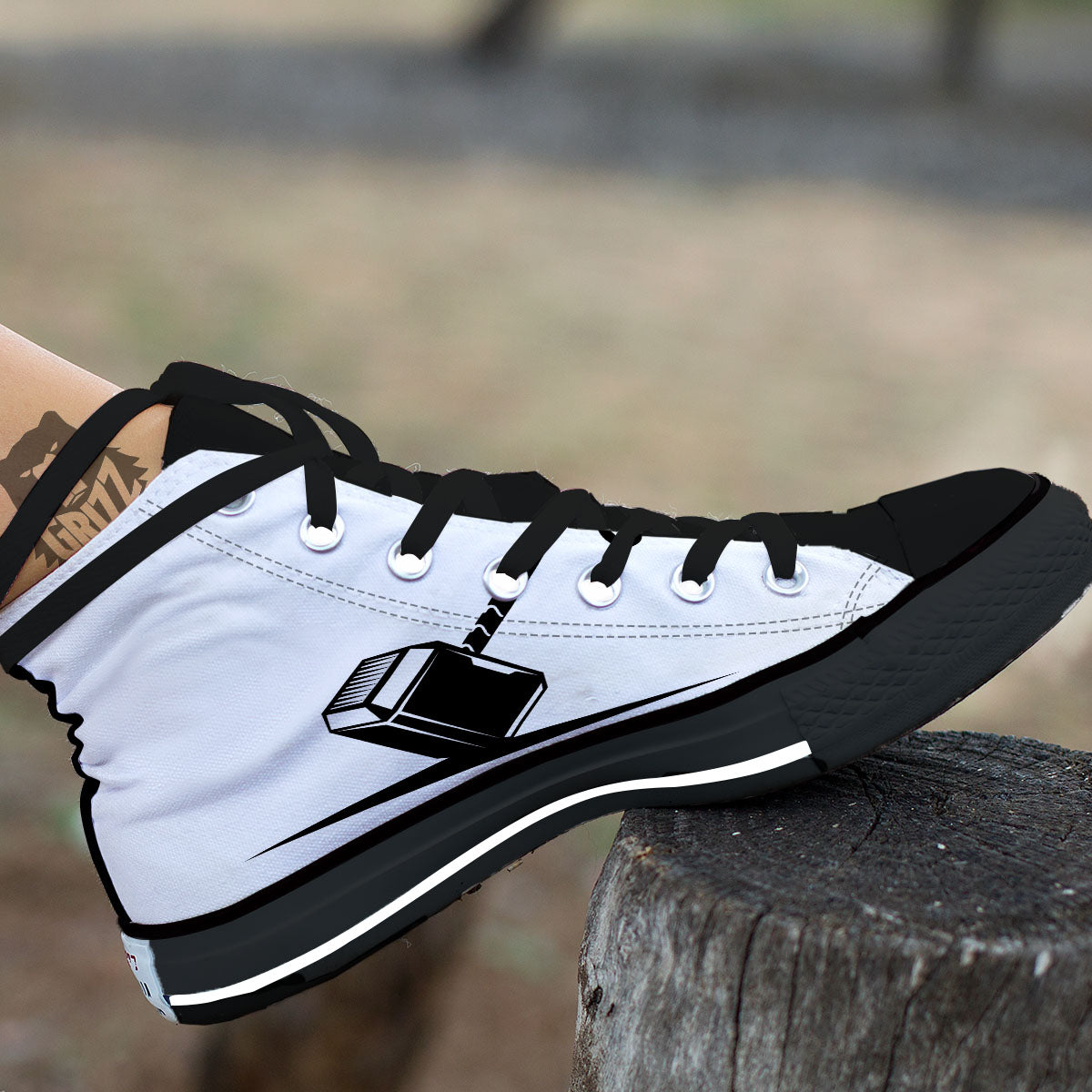Mjolnir Hammer Of Thor Print High Top Shoes-grizzshop
