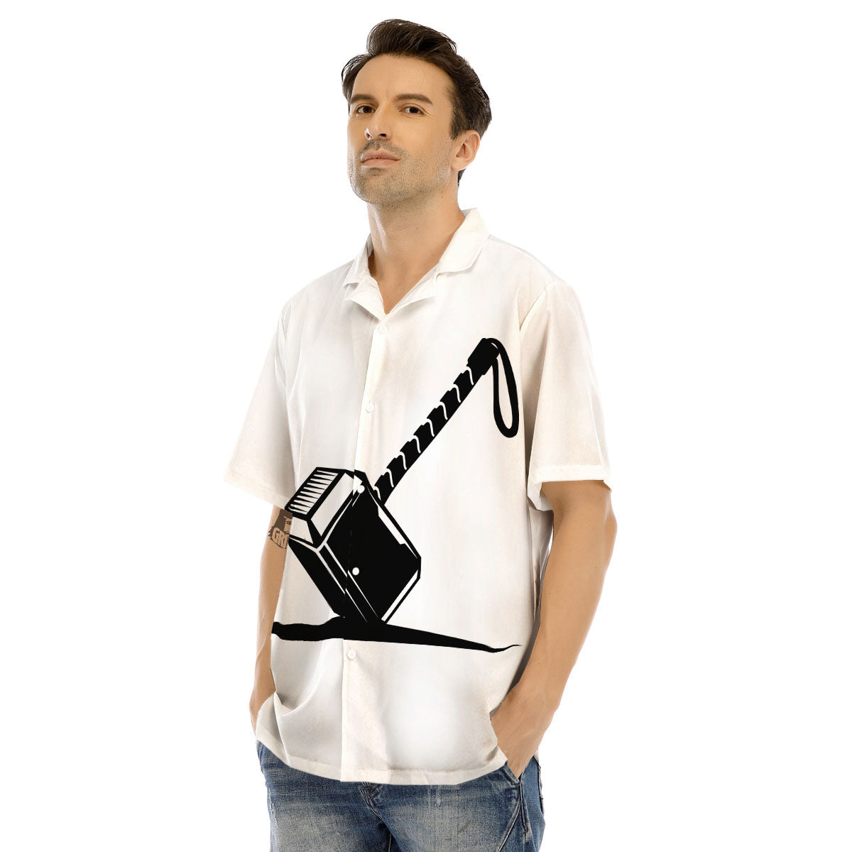 Mjolnir Hammer Of Thor Print Men's Hawaiian Shirt-grizzshop