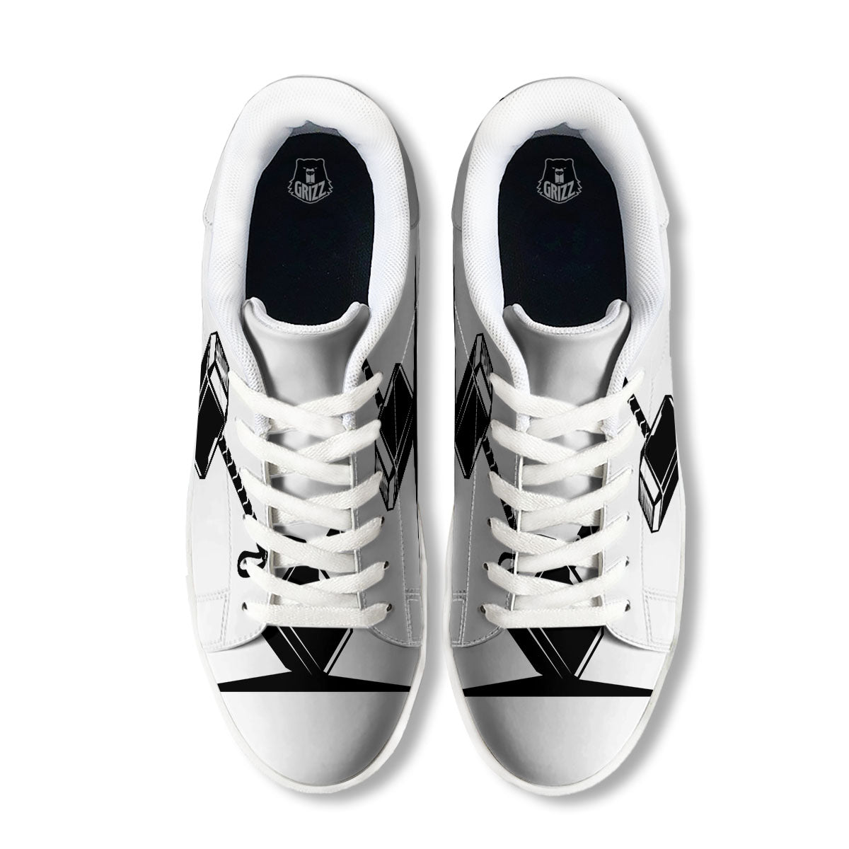 Mjolnir Hammer Of Thor Print White Low Top Sneakers-grizzshop