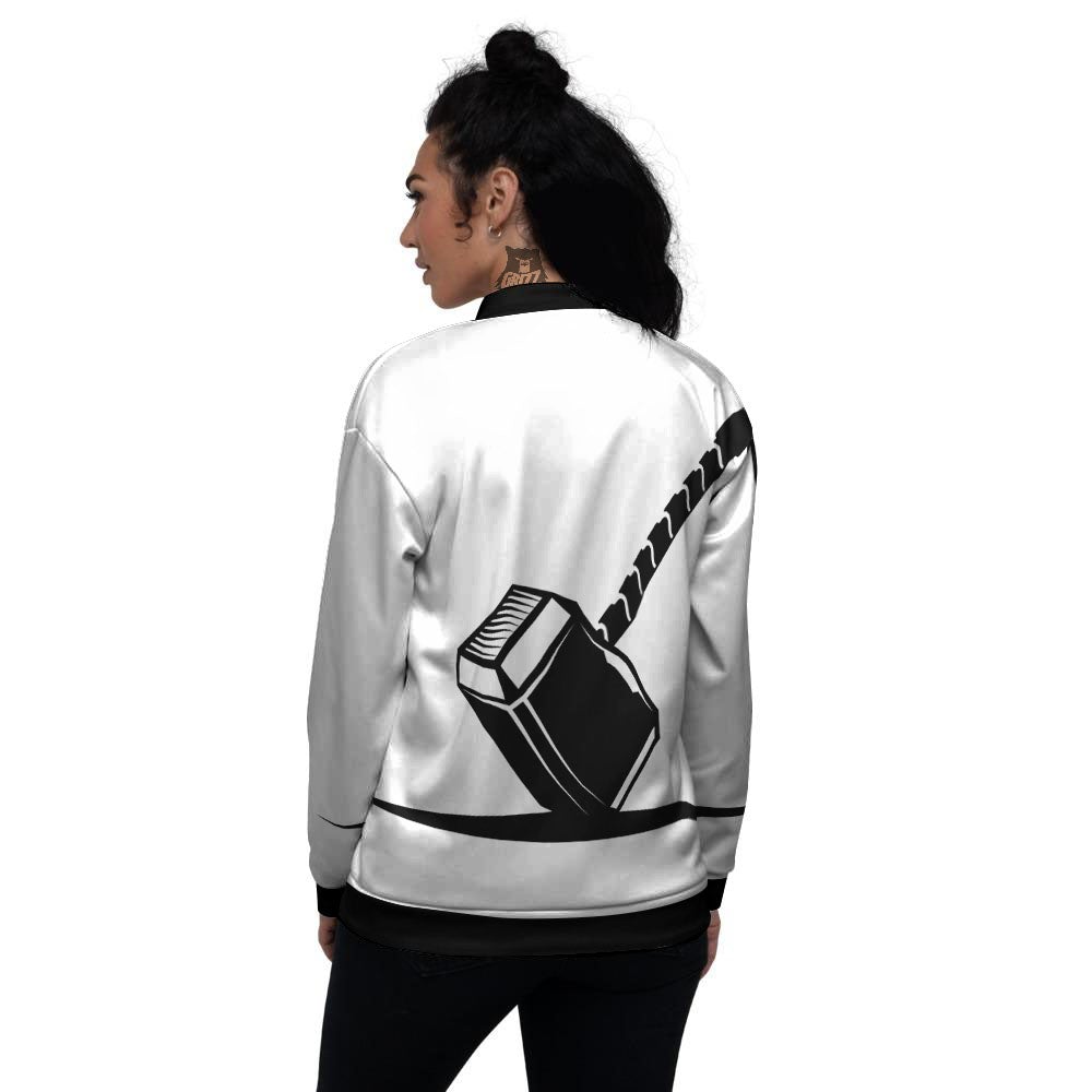 Mjolnir Hammer Of Thor Print Women's Bomber Jacket-grizzshop