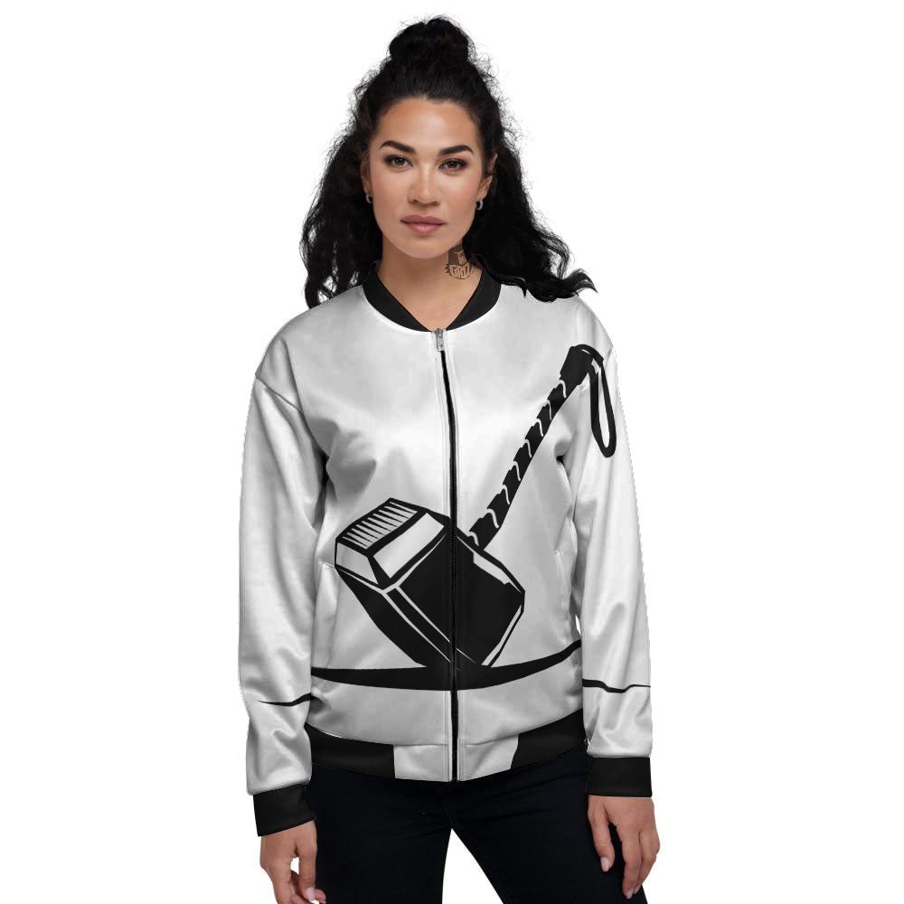 Mjolnir Hammer Of Thor Print Women's Bomber Jacket-grizzshop