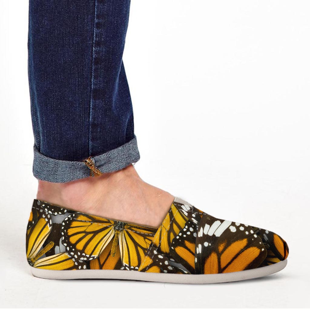 Monarch Butterfly Pattern Print Canvas Shoes-grizzshop