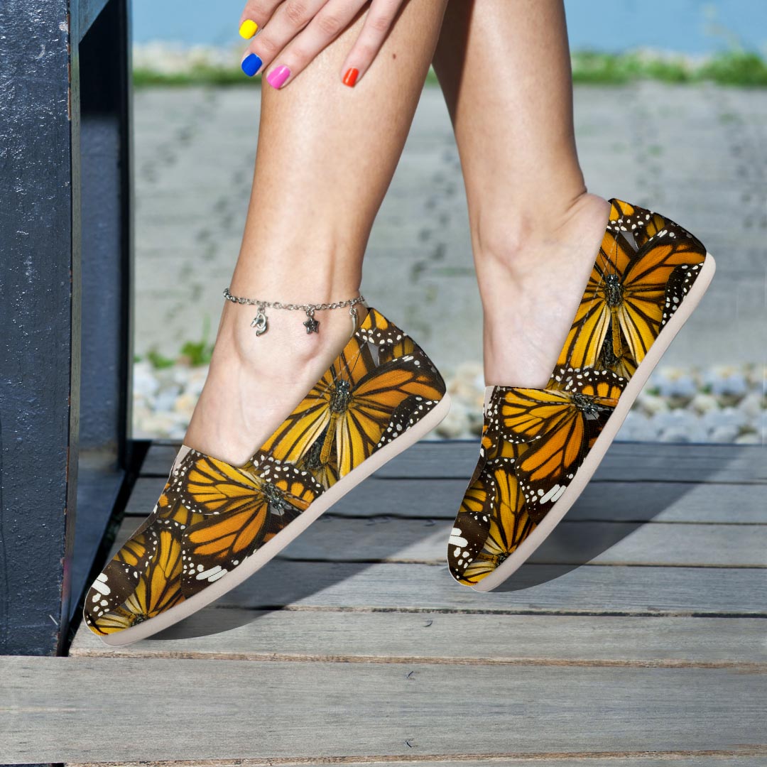 Monarch Butterfly Pattern Print Canvas Shoes-grizzshop