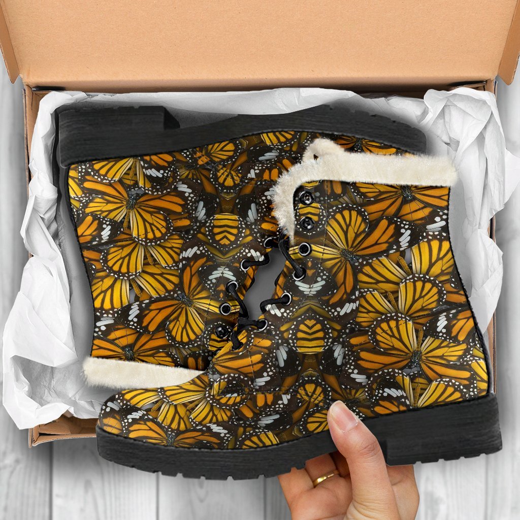 Monarch Butterfly Pattern Print Comfy Winter Boots-grizzshop