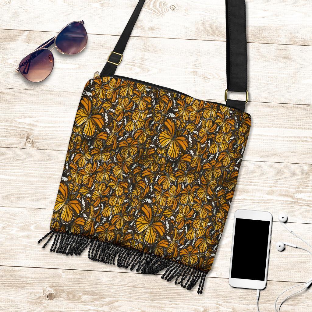 Monarch Butterfly Pattern Print Crossbody Bags-grizzshop