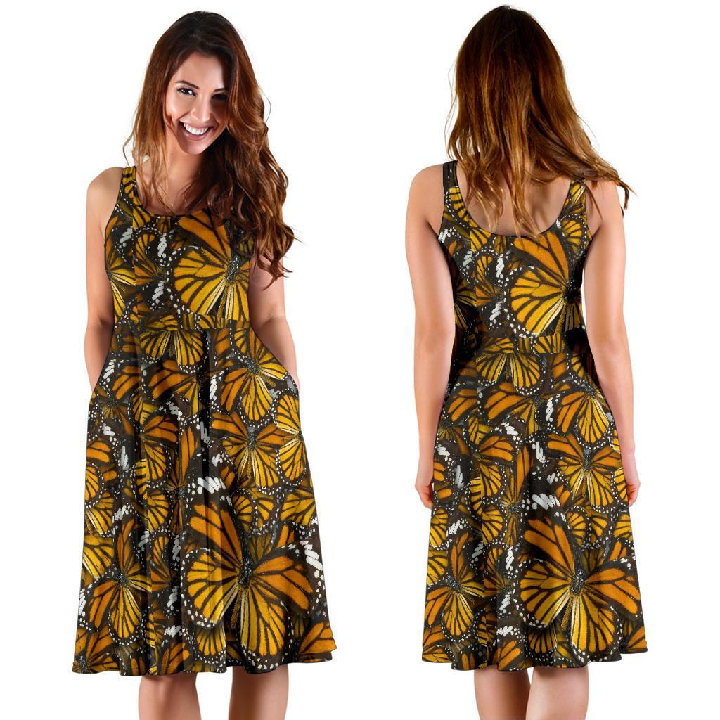 Monarch Butterfly Pattern Print Dress-grizzshop