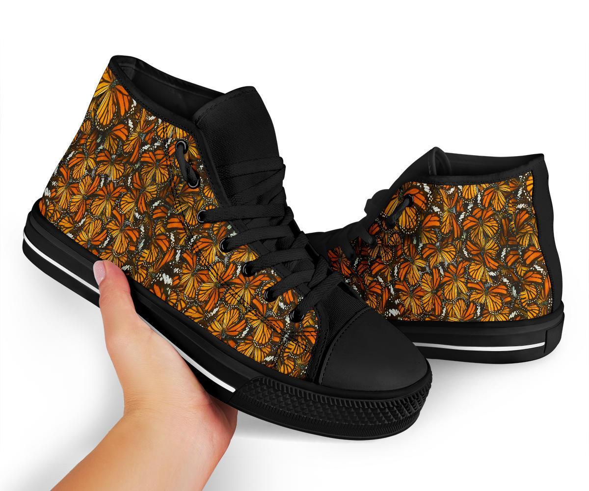 Monarch Butterfly Pattern Print Men Women's High Top Shoes-grizzshop