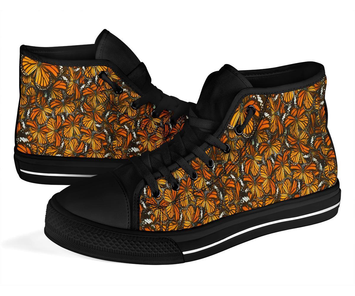 Monarch Butterfly Pattern Print Men Women's High Top Shoes-grizzshop