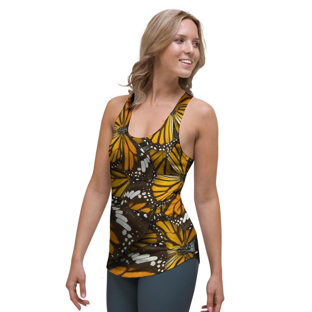 Monarch Butterfly Pattern Print Women's Racerback Tank Top-grizzshop