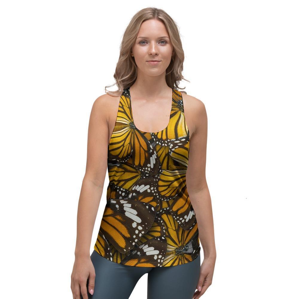 Monarch Butterfly Pattern Print Women's Racerback Tank Top-grizzshop