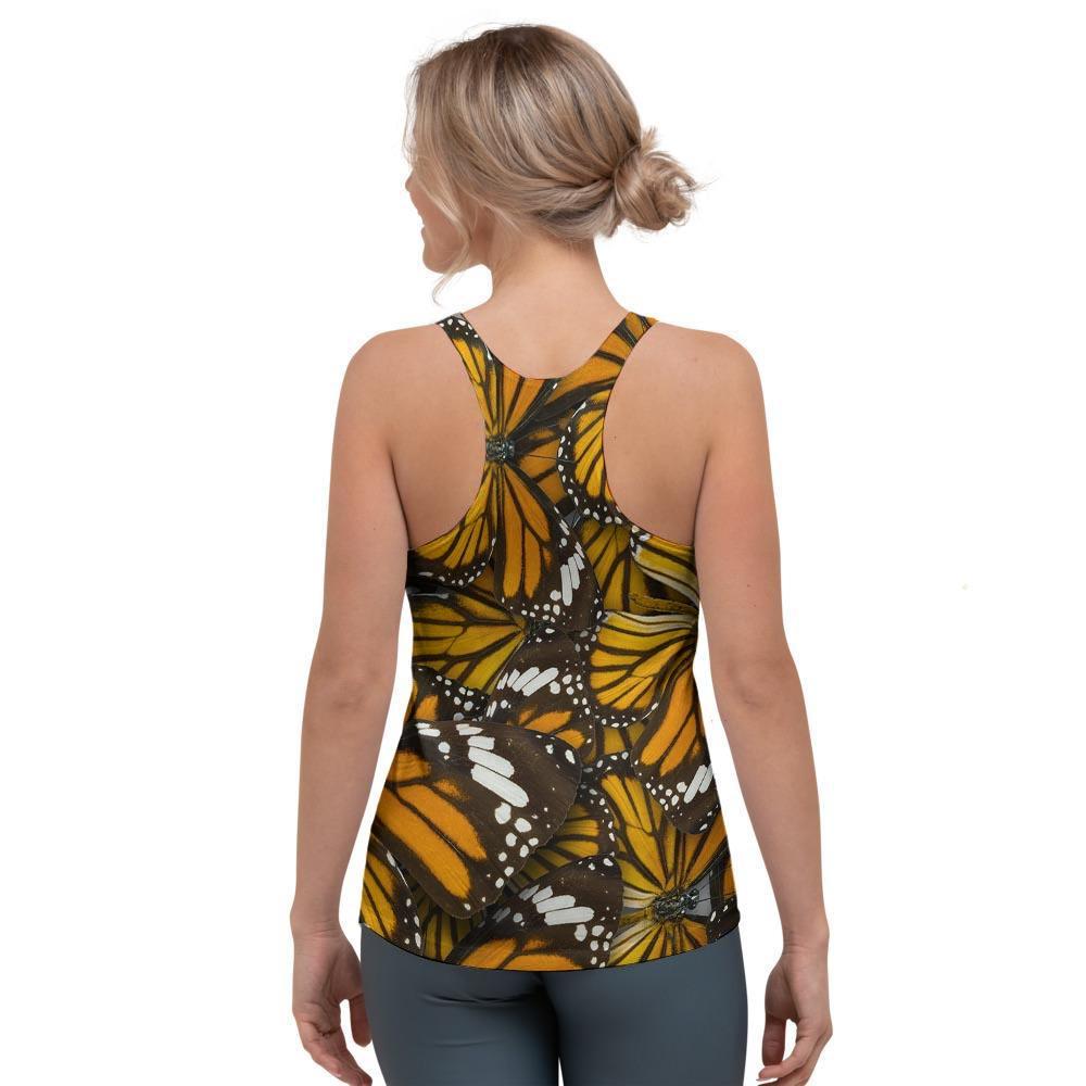 Monarch Butterfly Pattern Print Women's Racerback Tank Top-grizzshop