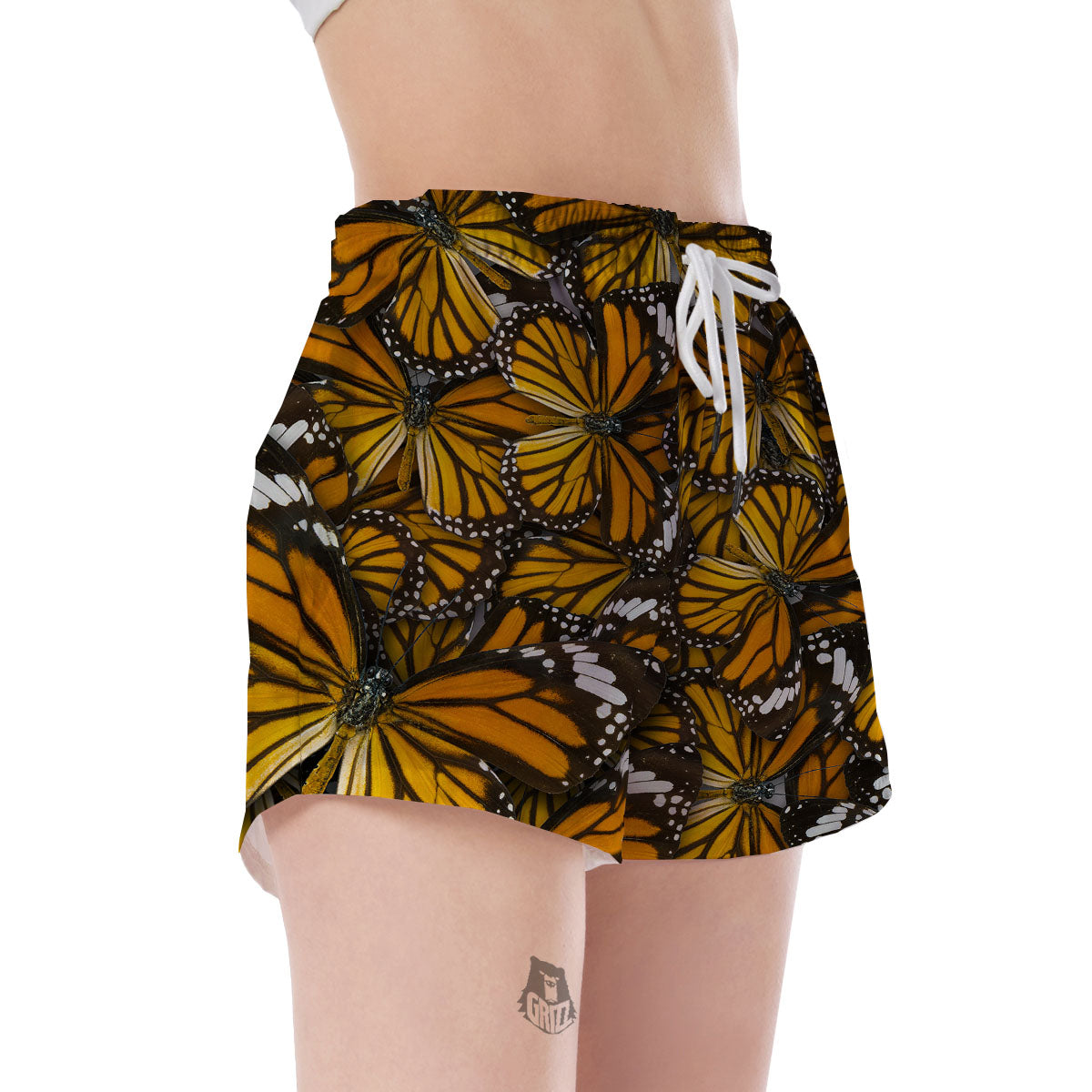 Monarch Butterfly Pattern Print Women's Shorts-grizzshop