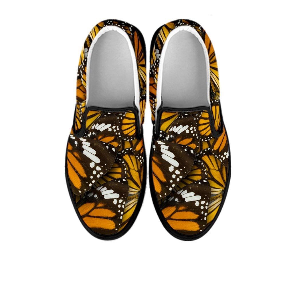 Monarch Butterfly Pattern Print Women's Slip On Sneakers-grizzshop
