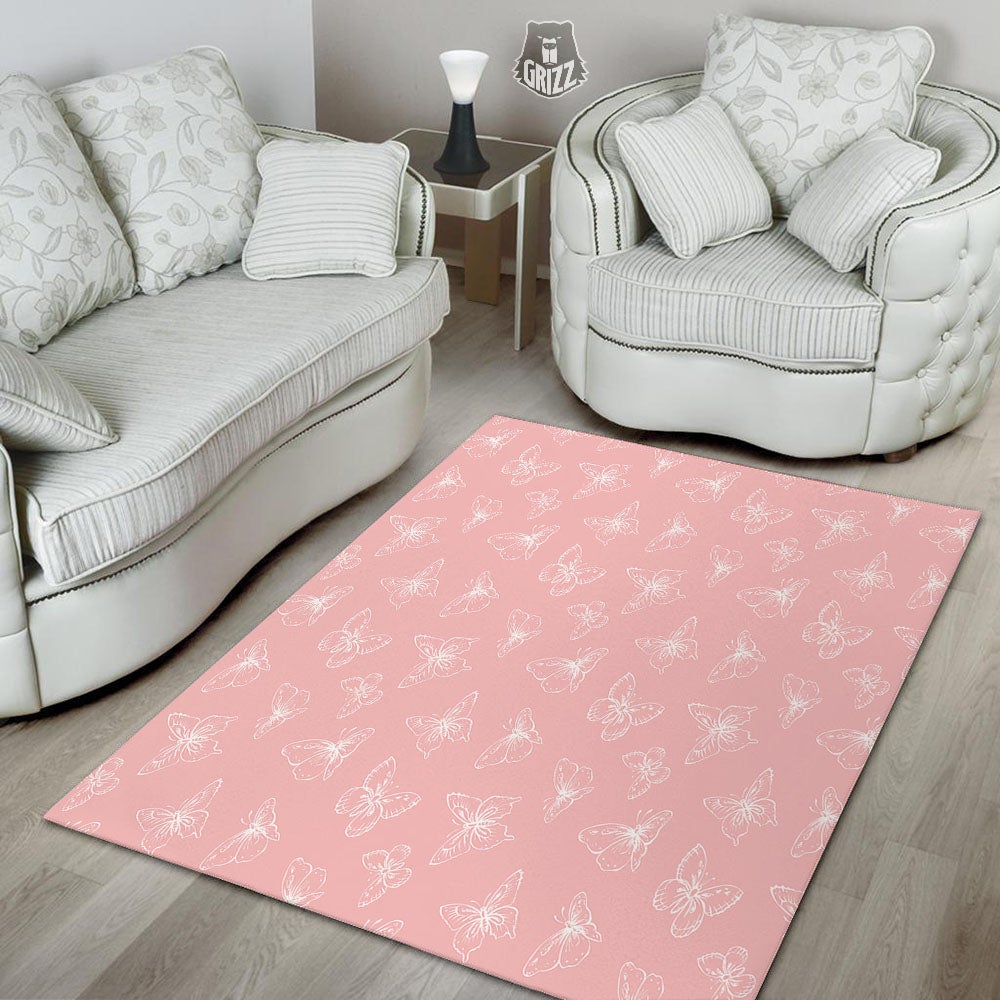 Monarch Butterfly Pink Print Pattern Floor Mat-grizzshop