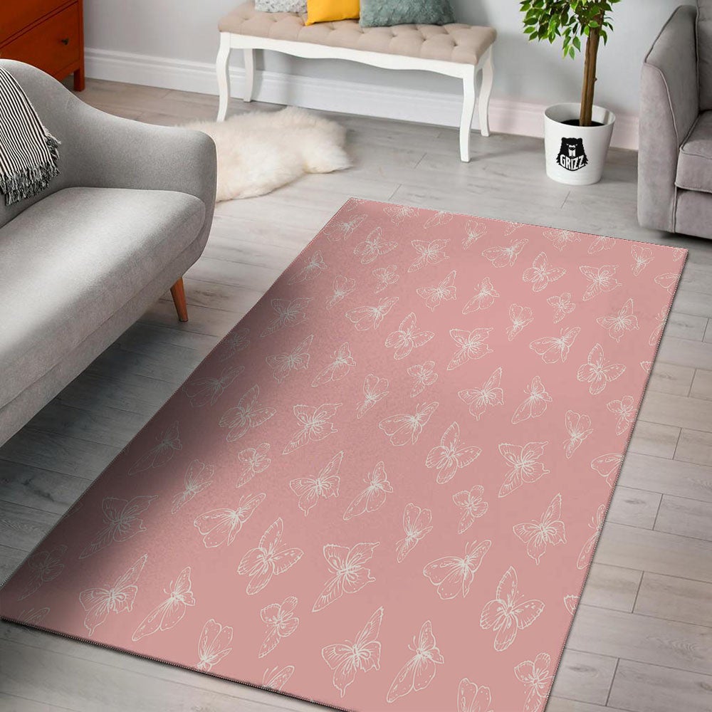 Monarch Butterfly Pink Print Pattern Floor Mat-grizzshop