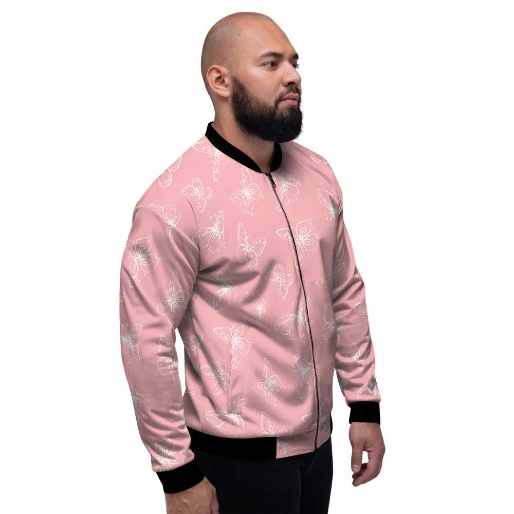 Monarch Butterfly Pink Print Pattern Men's Bomber Jacket-grizzshop
