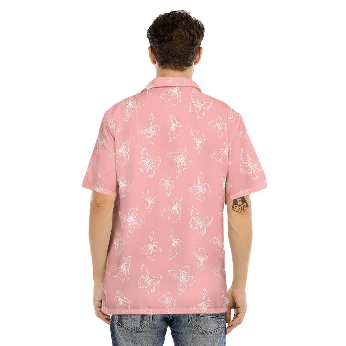 Monarch Butterfly Pink Print Pattern Men's Hawaiian Shirt-grizzshop