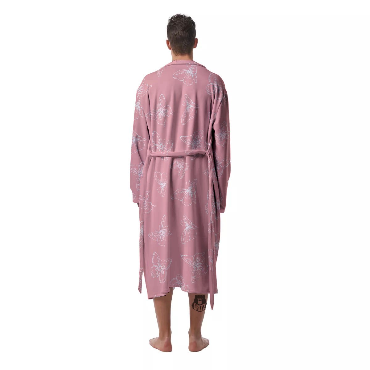 Monarch Butterfly Pink Print Pattern Men's Robe-grizzshop