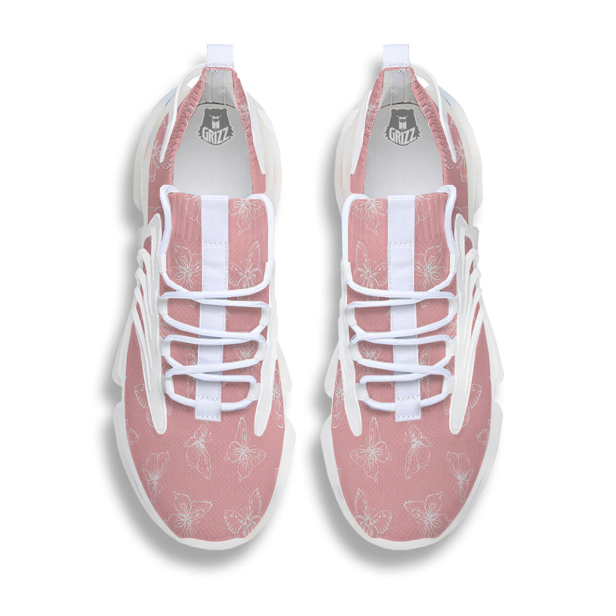 Monarch Butterfly Pink Print Pattern White Gym Shoes-grizzshop