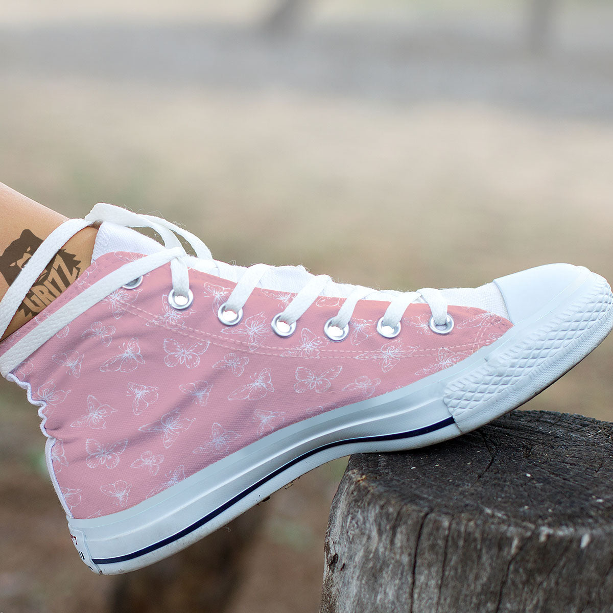 Monarch Butterfly Pink Print Pattern White High Top Shoes-grizzshop