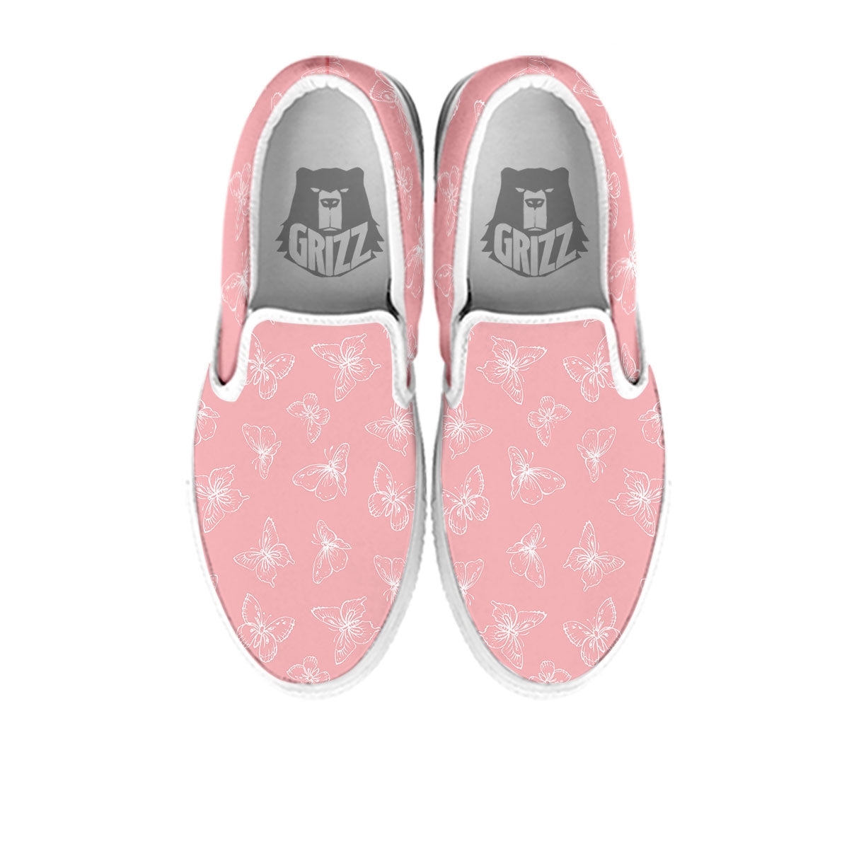 Monarch Butterfly Pink Print Pattern White Slip On Shoes-grizzshop