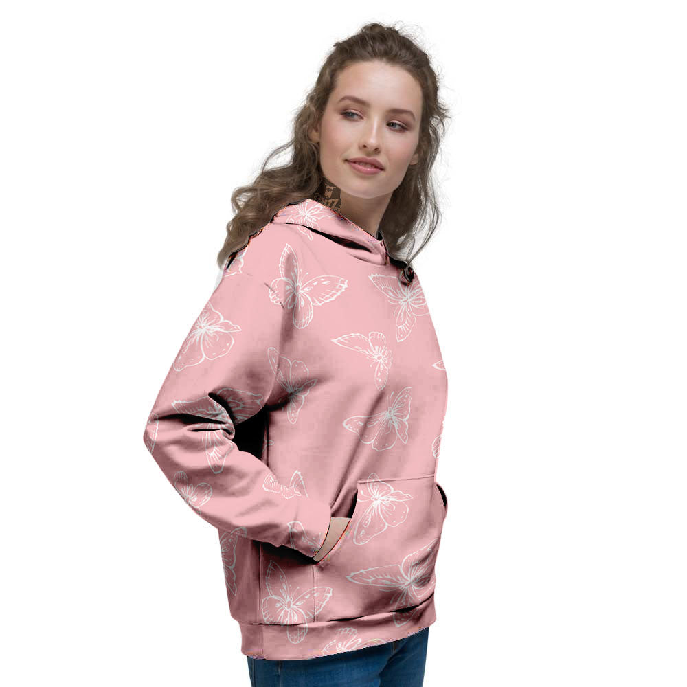 Monarch Butterfly Pink Print Pattern Women's Hoodie-grizzshop