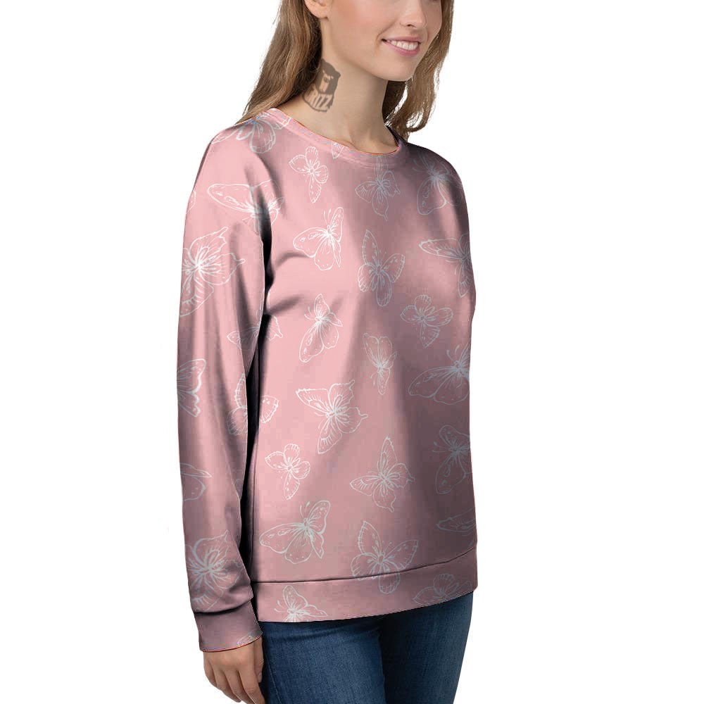 Monarch Butterfly Pink Print Pattern Women's Sweatshirt-grizzshop
