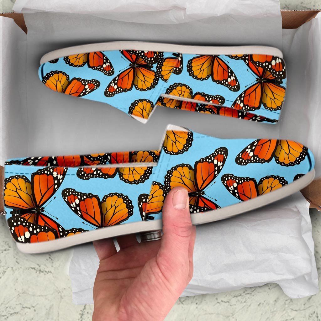 Monarch Butterfly Print Canvas Shoes-grizzshop