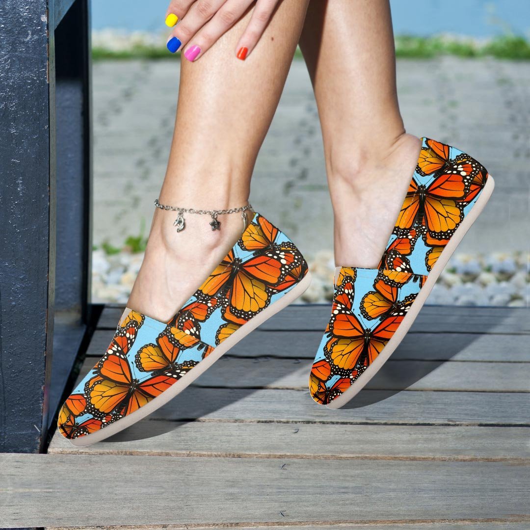 Monarch Butterfly Print Canvas Shoes-grizzshop