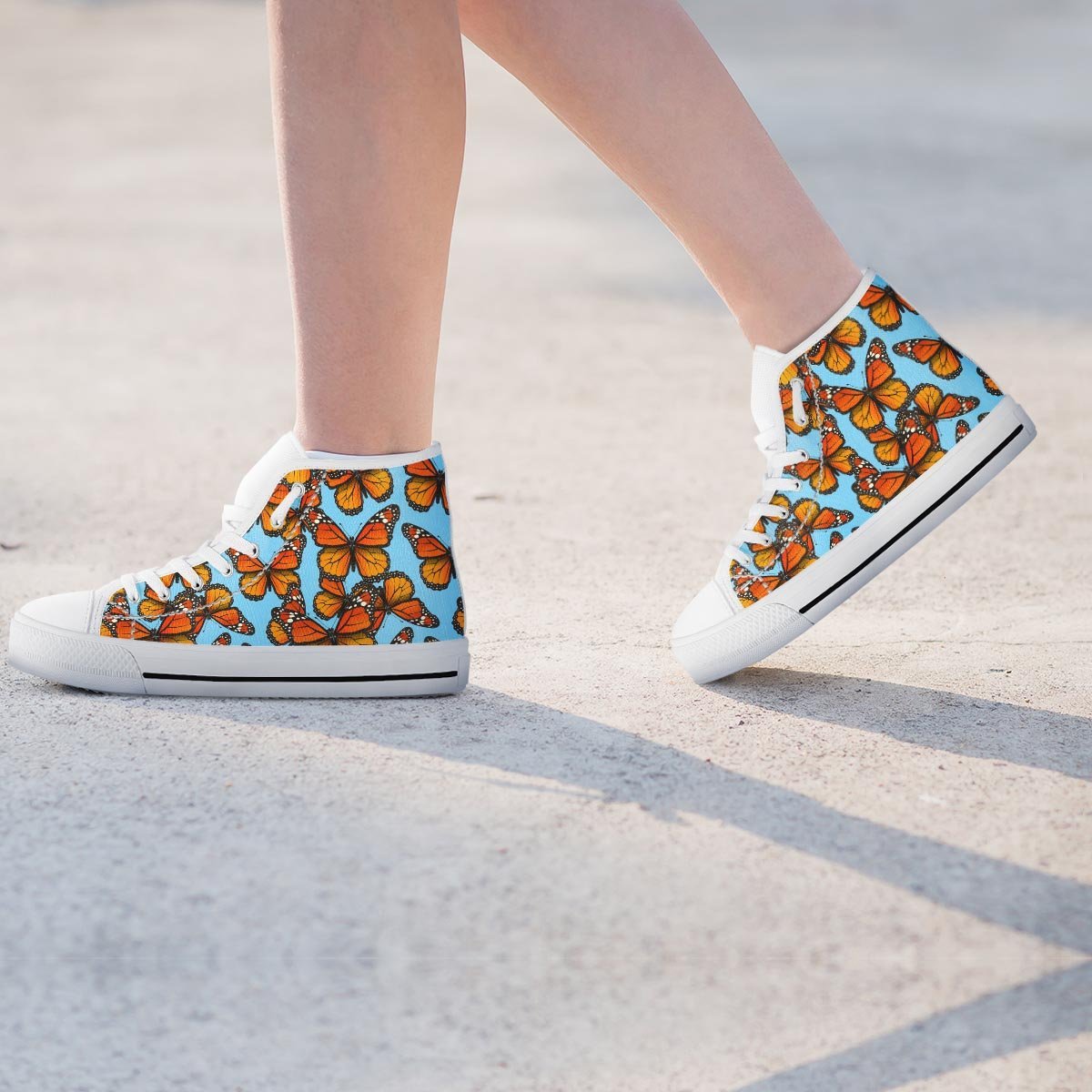Monarch Butterfly Print Women's High Top Shoes-grizzshop
