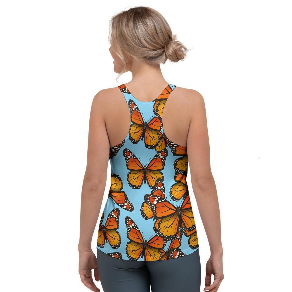 Monarch Butterfly Print Women's Racerback Tank Top-grizzshop