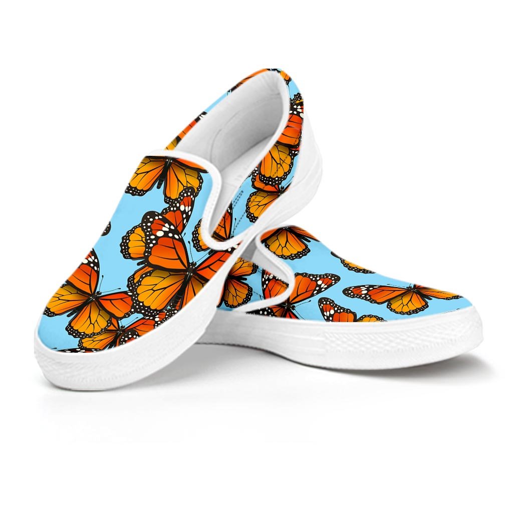 Monarch Butterfly Print Women's Slip On Sneakers-grizzshop