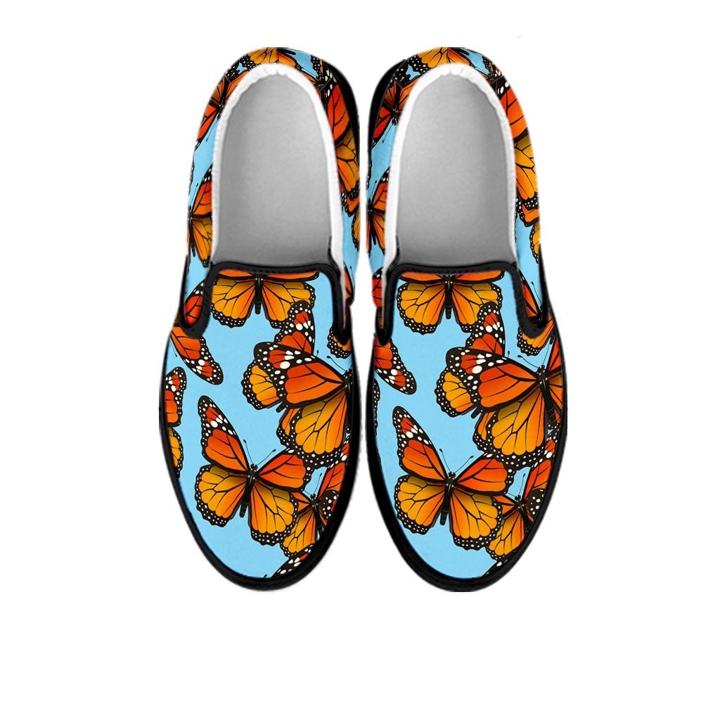 Monarch Butterfly Print Women's Slip On Sneakers-grizzshop
