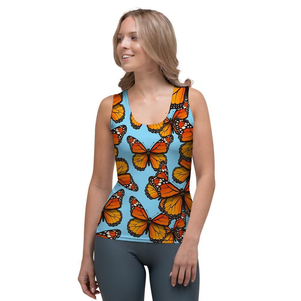 Monarch Butterfly Print Women's Tank Top-grizzshop