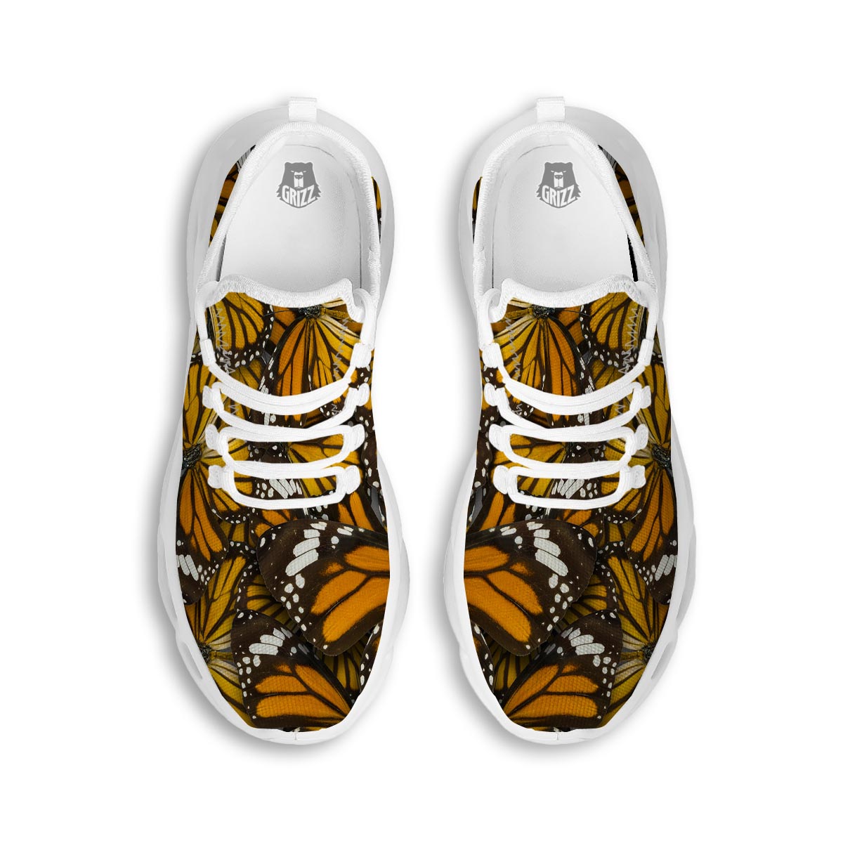 Monarch Butterfly White Running Shoes-grizzshop