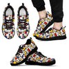 Mondrian Pattern Print Black Sneaker Shoes For Men Women-grizzshop