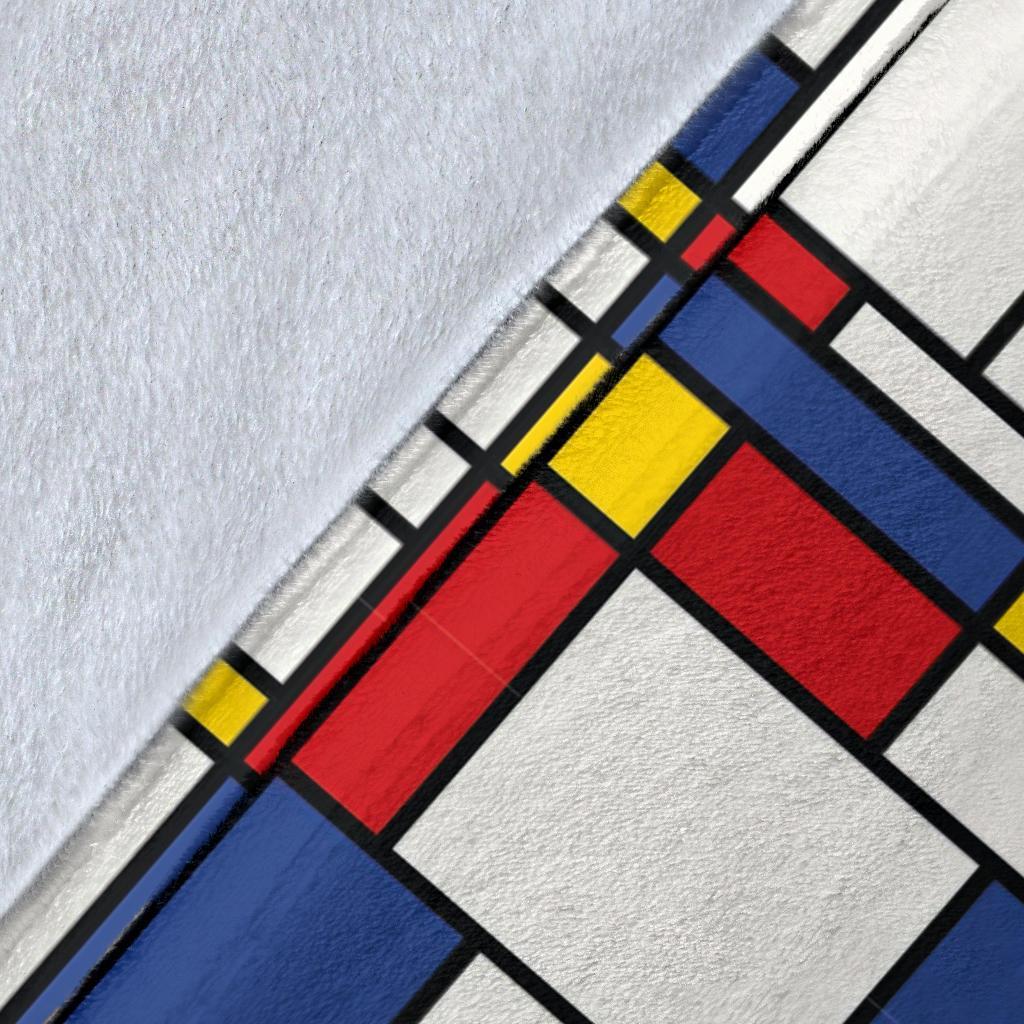 Mondrian Pattern Print Blanket-grizzshop