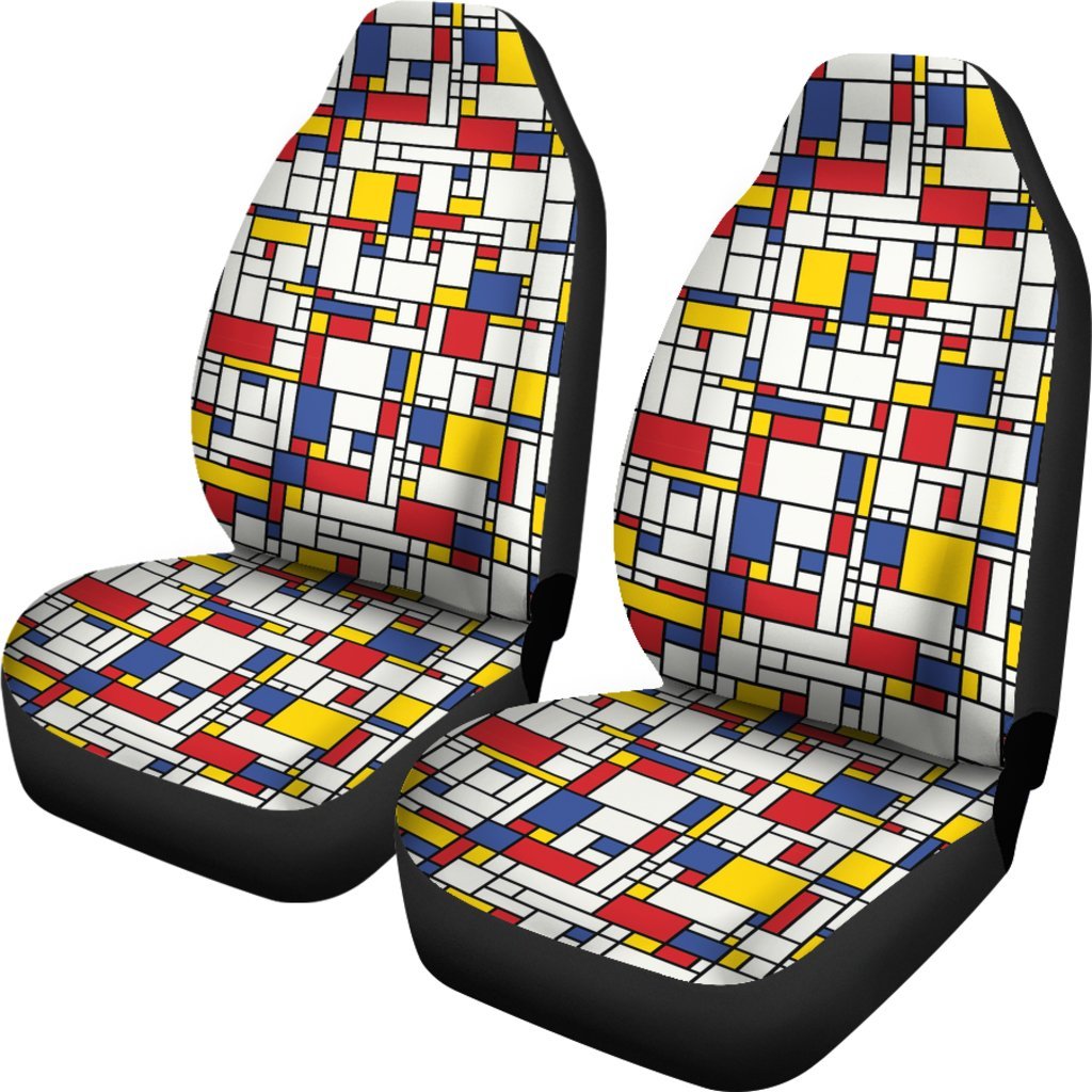 Mondrian Pattern Print Universal Fit Car Seat Cover-grizzshop