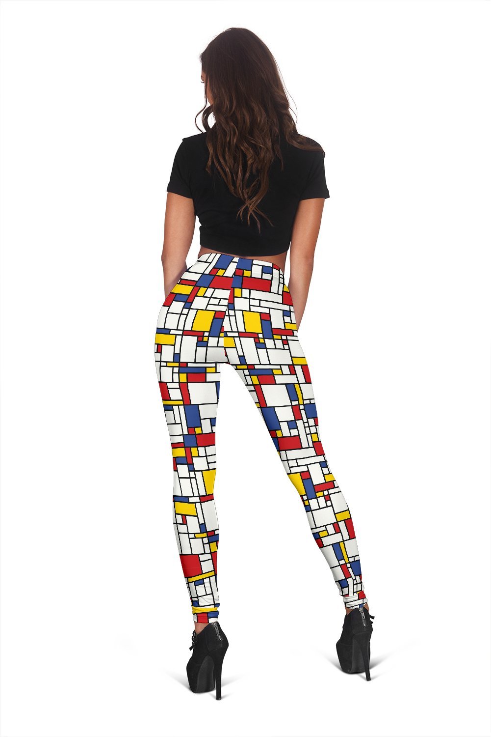 Mondrian Pattern Print Women Leggings-grizzshop