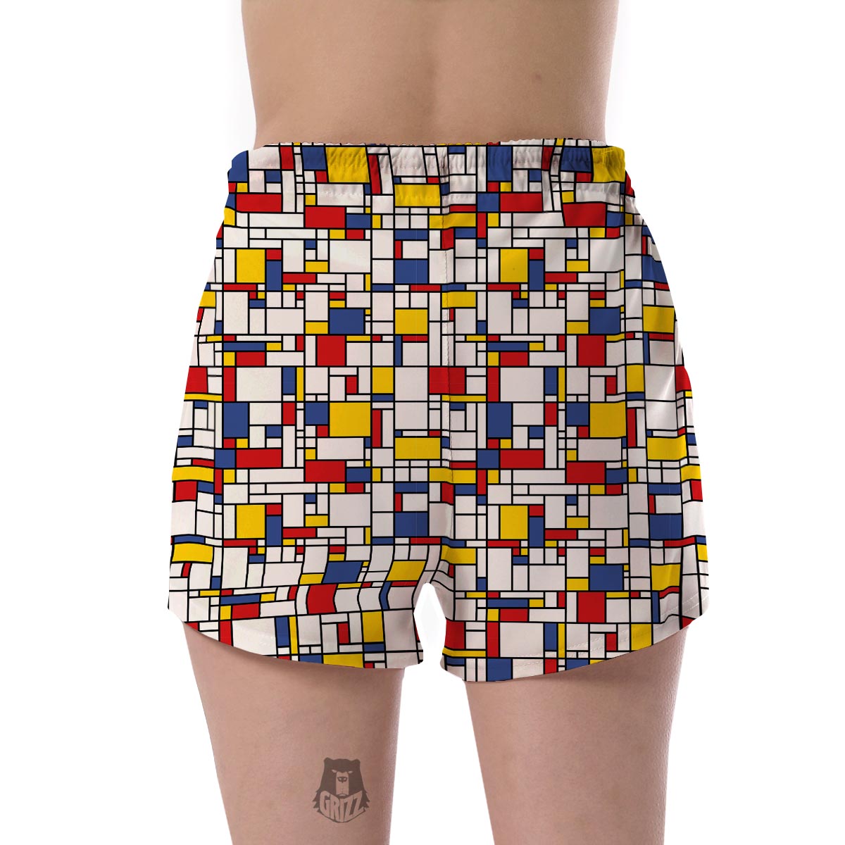 Mondrian Pattern Print Women's Shorts-grizzshop